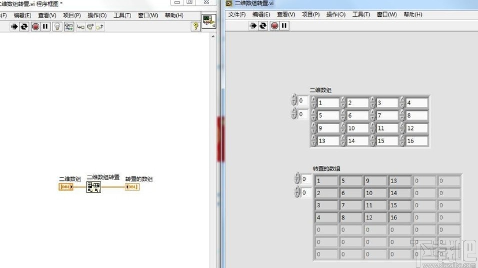 labview将数组转置的操作方法
