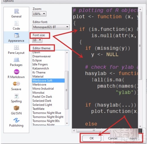 rstudio调整字体大小的方法