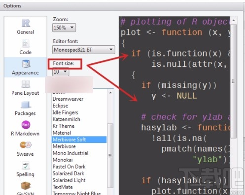 rstudio调整字体大小的方法