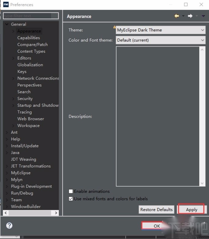 myeclipse修改主题颜色的方法