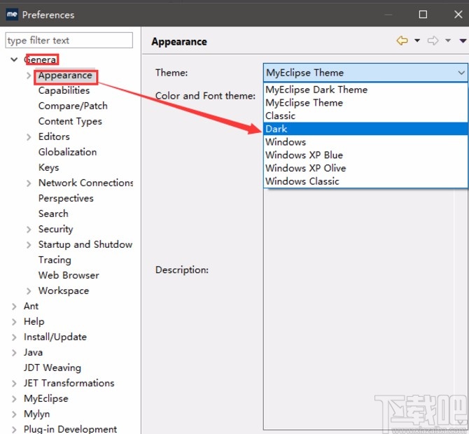 myeclipse修改主题颜色的方法