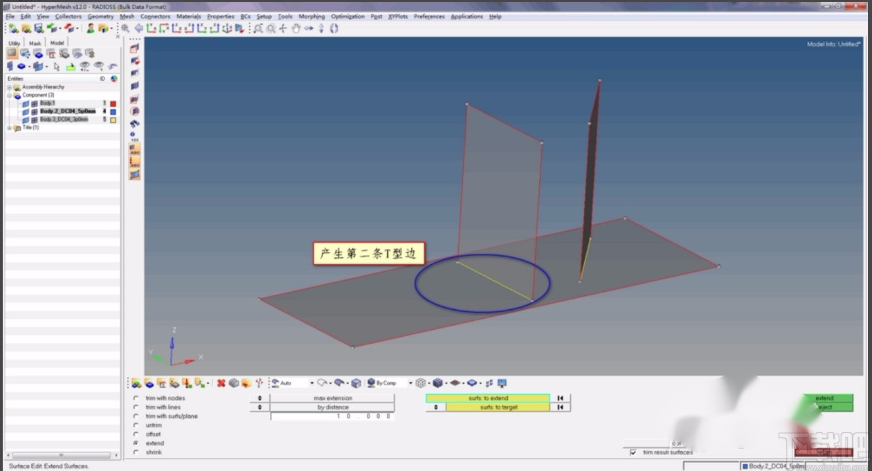 hypermesh切割几何面的方法