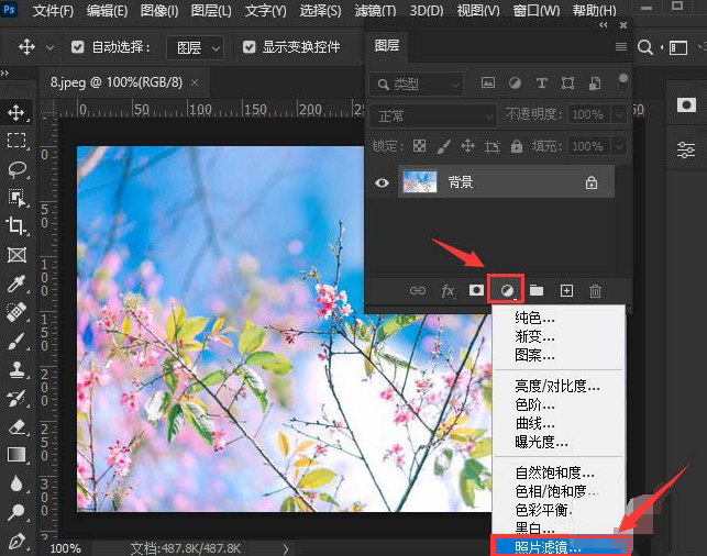 ps2021照片滤镜设置教程分享