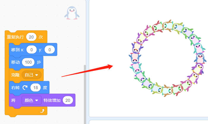 scratch圆形企鹅克隆教程分享