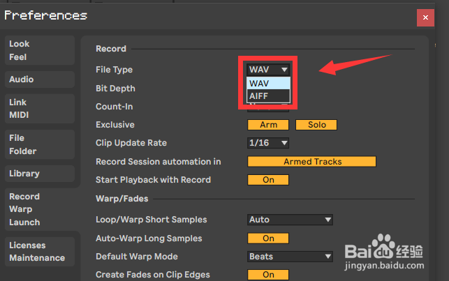 Ableton Live录制音频格式设置教程分享