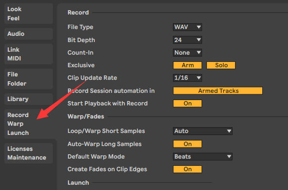 Ableton Live录制音频格式设置教程分享