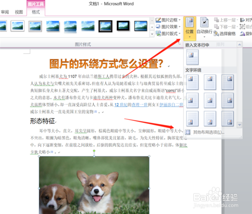 图片的环绕方式如何设置