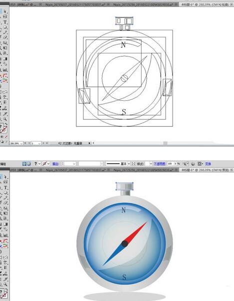 ai打造2.5d立体指南针图文操作