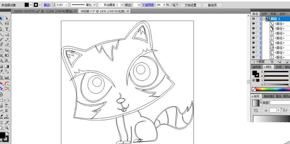 ai制作大眼猫彩铅效果图操作过程讲解