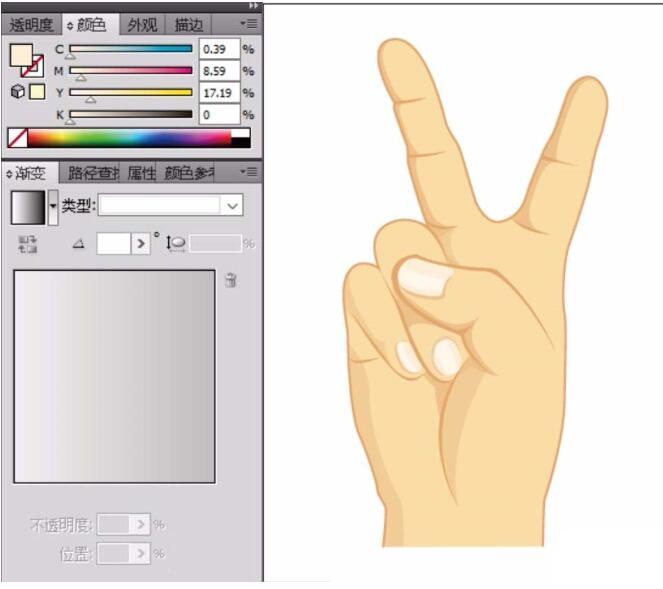 ai制作yah手势图的操作方法