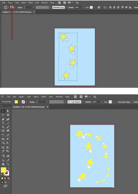ai绘制蓝色有星星的布料的图文操作过程