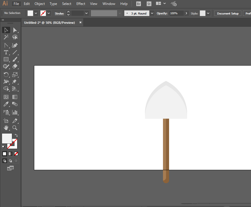ai绘制铁锹铲子图案的操作方法