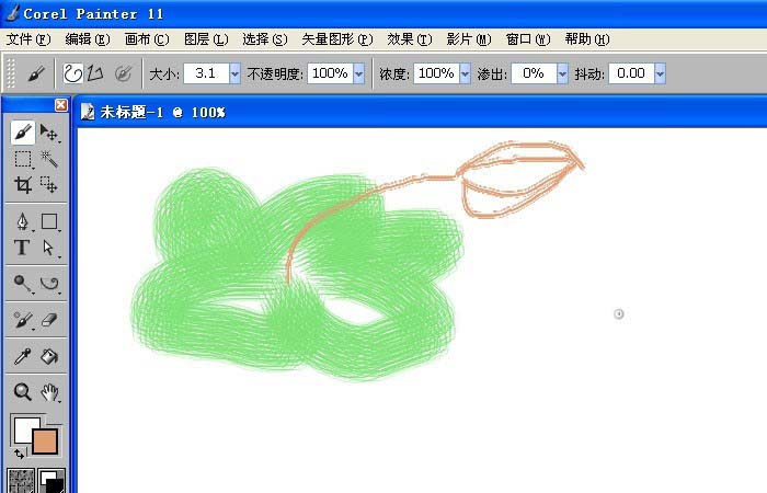 painter中使用水墨画笔绘画出图形的具体操作方法