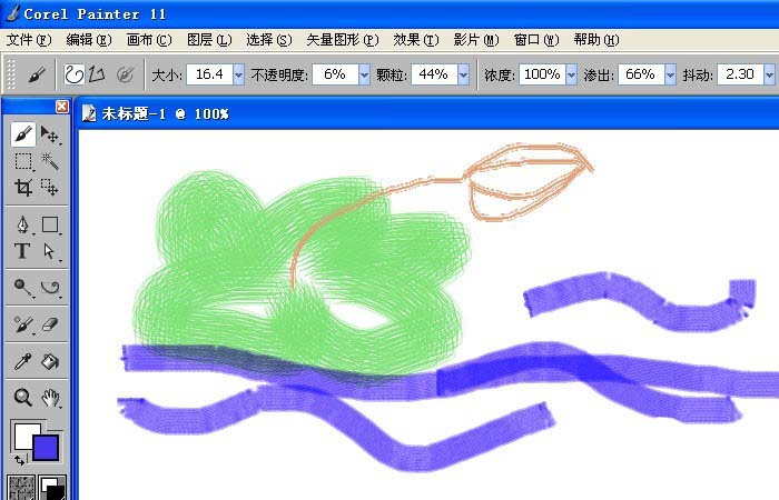 painter中使用水墨画笔绘画出图形的具体操作方法