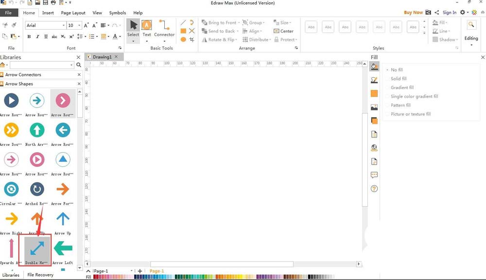 使用Edraw Max亿图图示绘画出红色双向箭头具体操作步骤