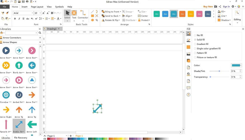 使用Edraw Max亿图图示绘画出红色双向箭头具体操作步骤
