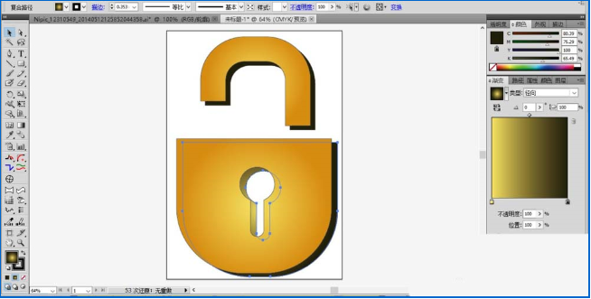 使用ai制作出已打开金锁图标具体操作步骤