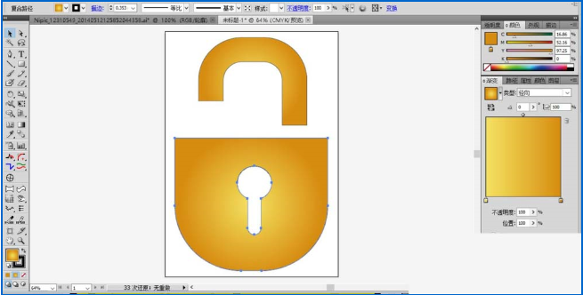 使用ai制作出已打开金锁图标具体操作步骤