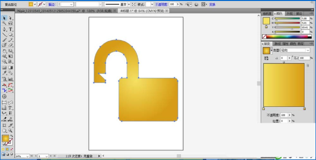 使用ai制作出已打开金锁图标具体操作步骤