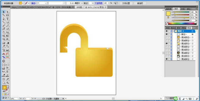 使用ai制作出已打开金锁图标具体操作步骤