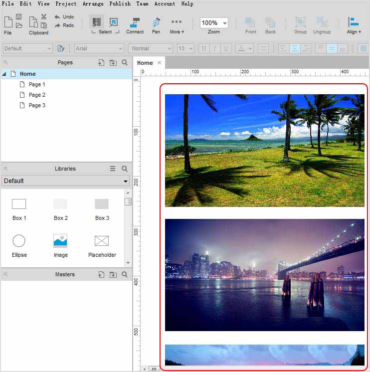 使用axure制作出图片自动播放效果具体操作步骤