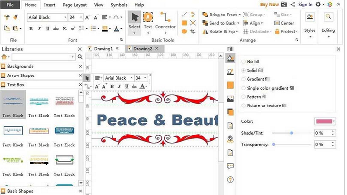 亿图图示中插入Text Box具体操作方法