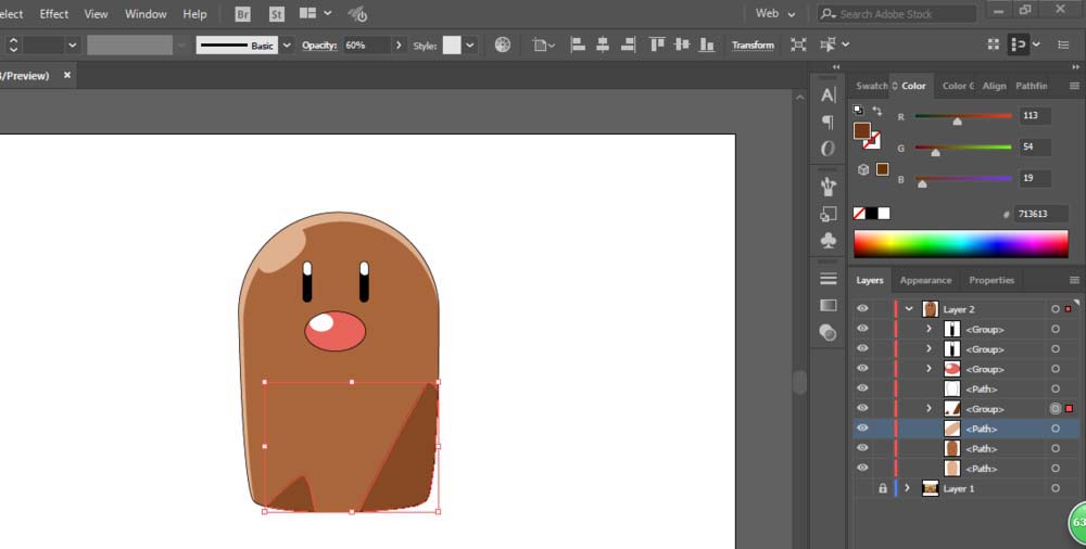 使用ai手绘出宠物小精灵中地鼠具体操作方法