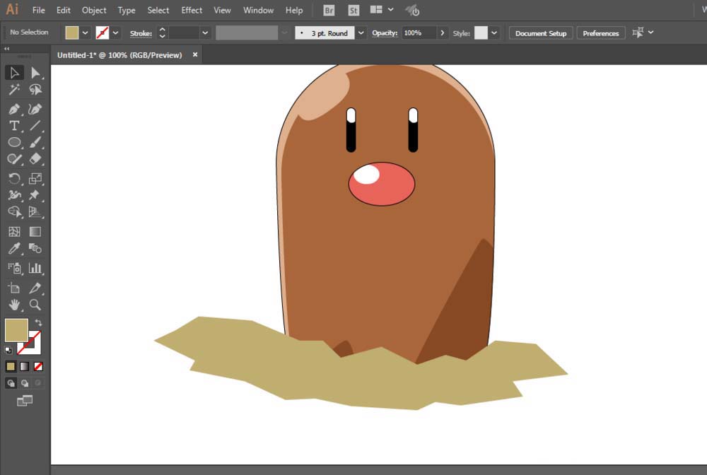 使用ai手绘出宠物小精灵中地鼠具体操作方法