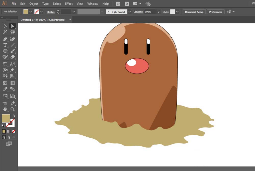 使用ai手绘出宠物小精灵中地鼠具体操作方法