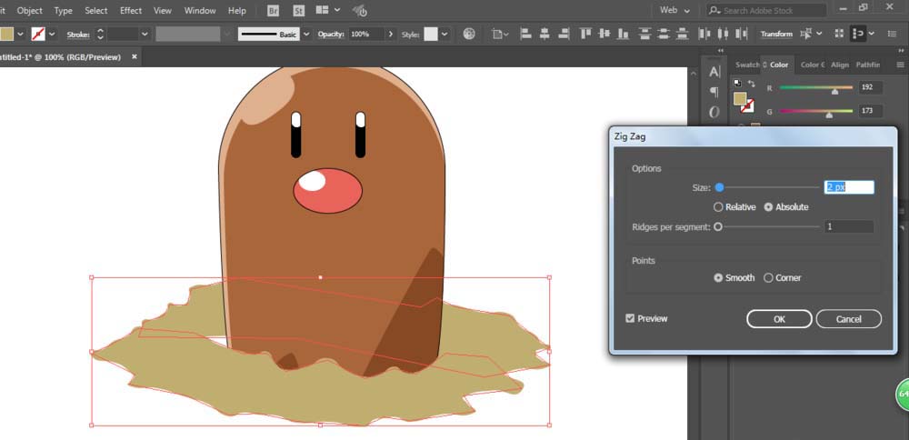 使用ai手绘出宠物小精灵中地鼠具体操作方法