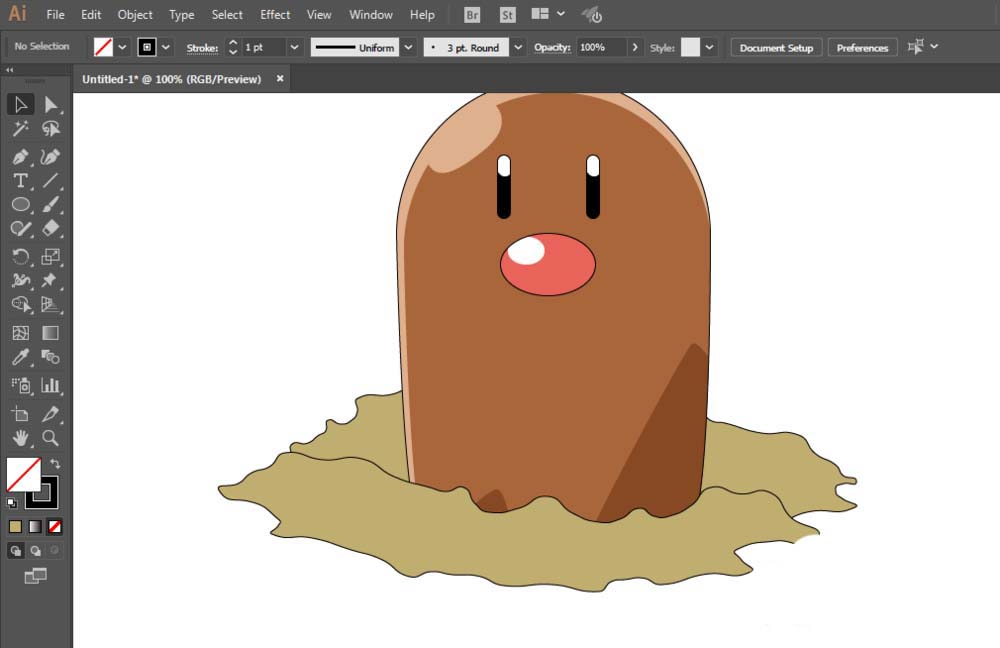 使用ai手绘出宠物小精灵中地鼠具体操作方法