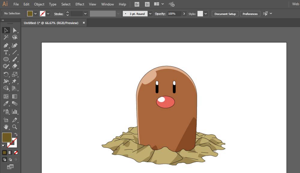 使用ai手绘出宠物小精灵中地鼠具体操作方法