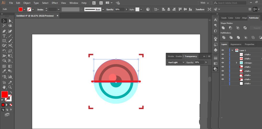 ai设计眼球扫描矢量图标的具体操作方法