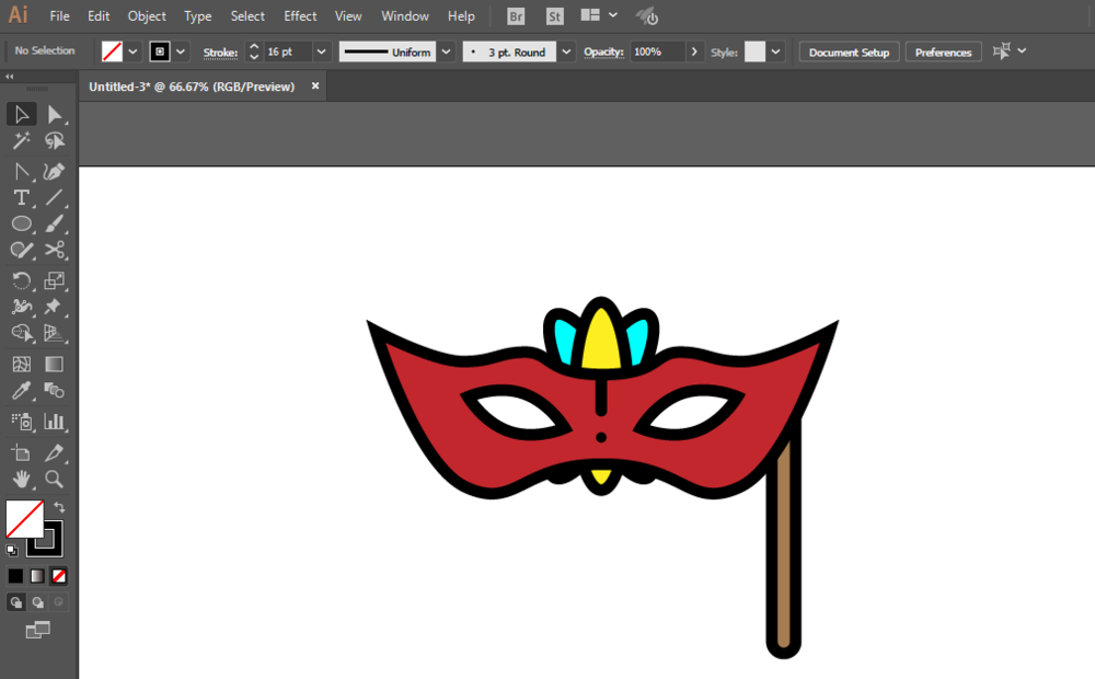 使用ai软件制作出舞会面具图标的详细操作流程