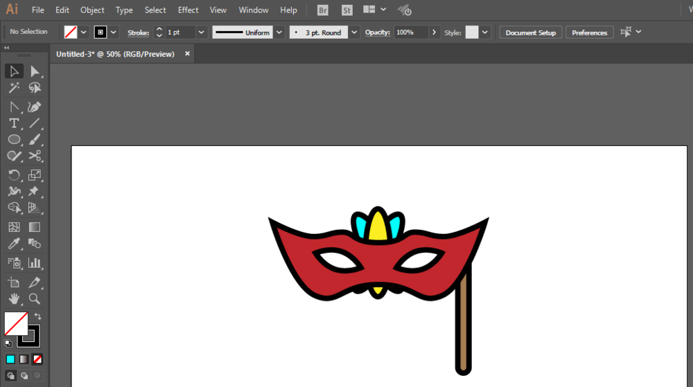 使用ai软件制作出舞会面具图标的详细操作流程