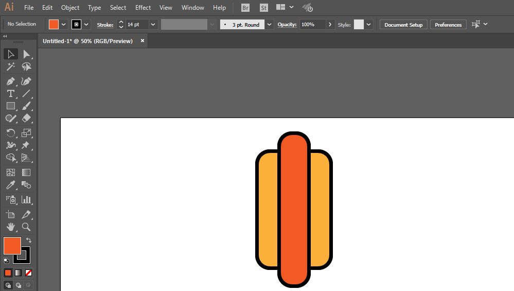 ai软件制作出火腿肠面包图标操作流程
