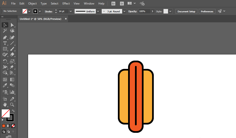 ai软件制作出火腿肠面包图标操作流程