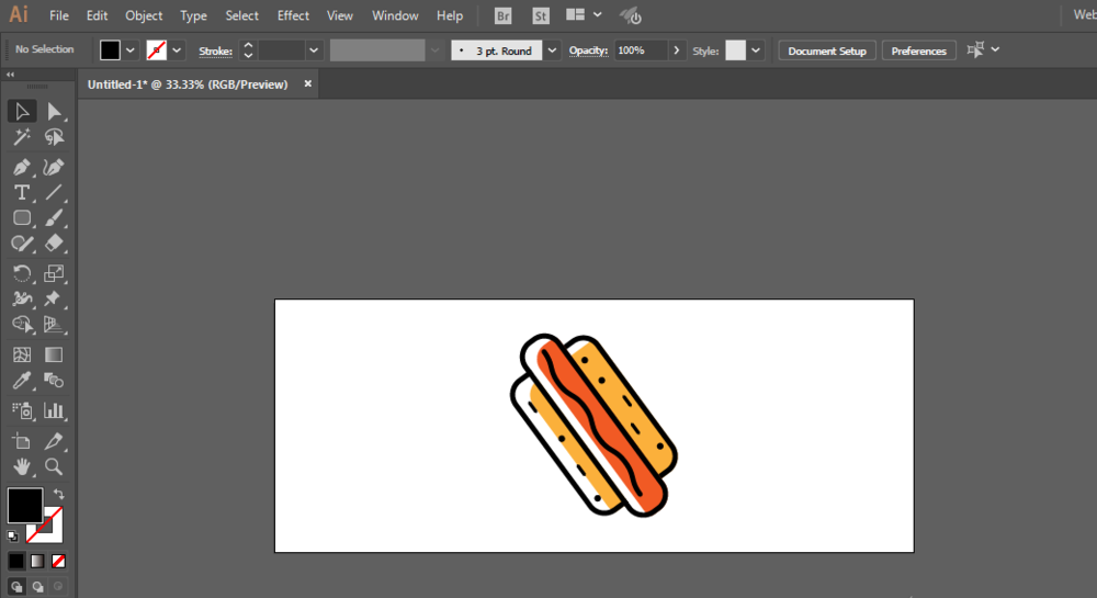 ai软件制作出火腿肠面包图标操作流程