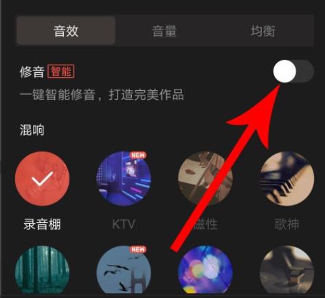 全民k歌一键修音打开位置详情
