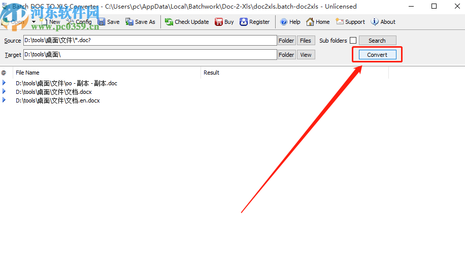 Batch DOC TO XLS Converter将doc转换成xls的方法步骤