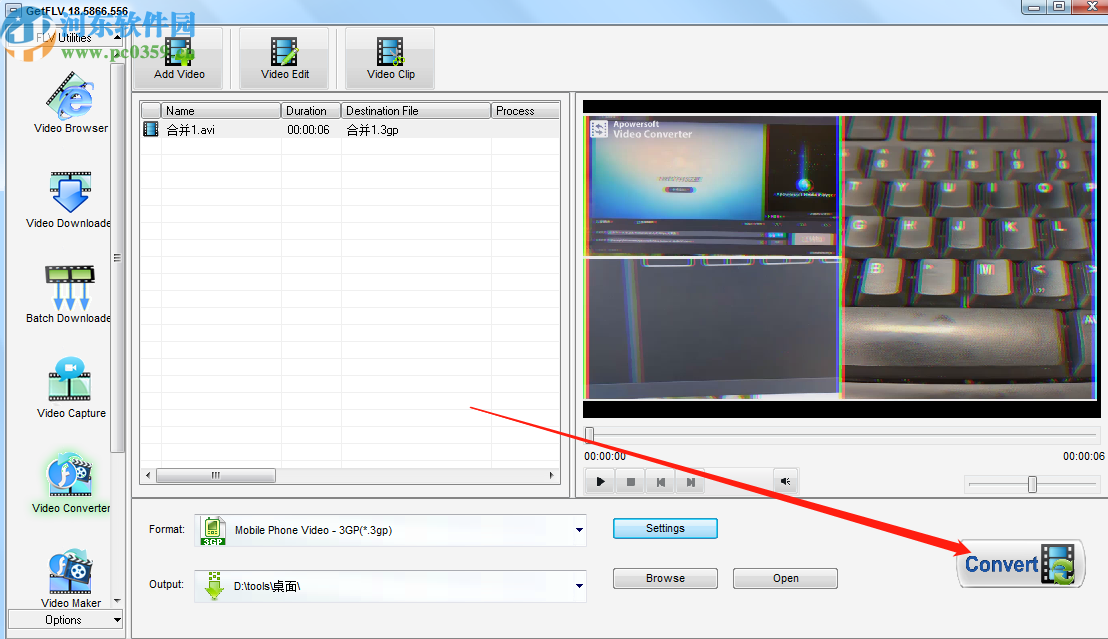 GetFLV Pro将AVI转换成3gp视频的方法