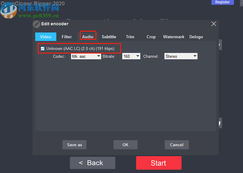 OpenCloner Ripper设置音频编码格式的方法