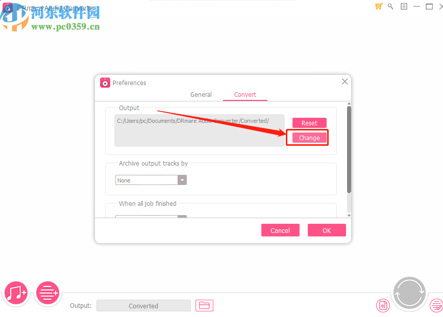 DRmare Audio Converter修改默认输出目录的方法步骤