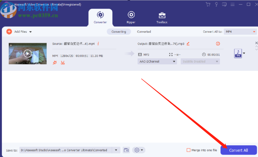 Aiseesoft Video Converter Ultimate将视频转换成音频的方法