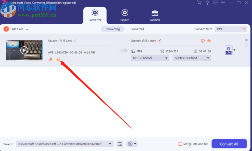 Aiseesoft Video Converter Ultimate剪切视频文件的方法