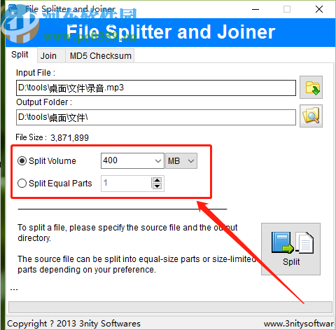 使用File Splitter and Joiner分割电脑文件的操作方法