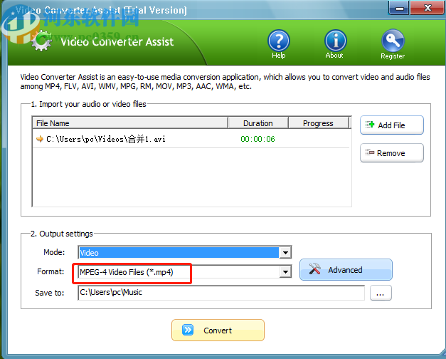 Video Converter Assist将AVI转换成MP4格式的方法步骤