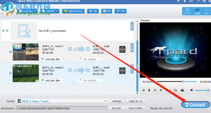 Tipard Video Converter剪切视频文件的方法步骤