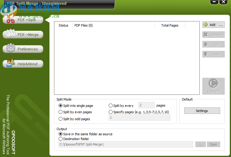 Opoosoft PDF Split Merge合并PDF文件的方法