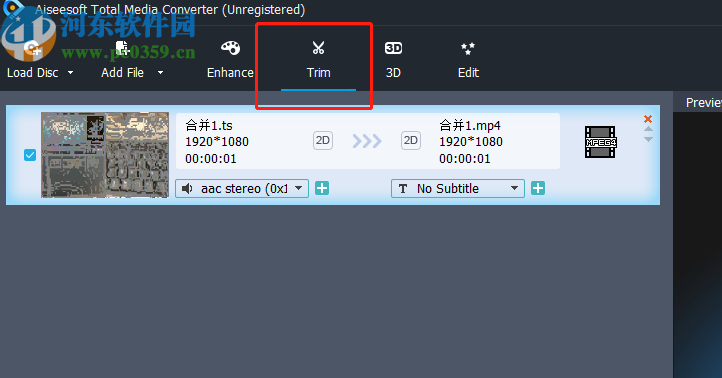 Aiseesoft Total Media Converter剪切视频文件的方法